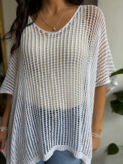White Open Weave Knit Peyton