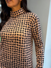 Camel Block Print Super Soft Roll Neck