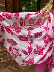 Lipstick Gold Detail Sketch Flower Scarf