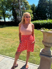 Orange Ditsy Floral Shorts Lyra