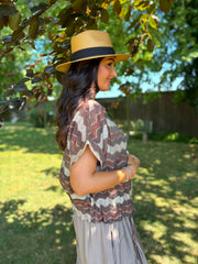 Chocolate Zig Zag Short Sleeve Bomber Angie