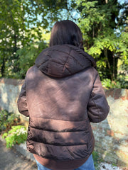 Chocolate Premium Faux Leather Puffer Coat Olympia