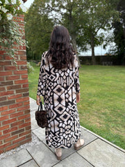 Mocha Multi Print Longline Dress Briella