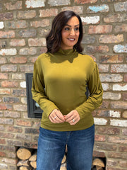 Olive Button Detail Roll Neck Eliza