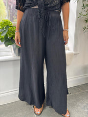 Black Wide Leg Pull on Silvia Trousers