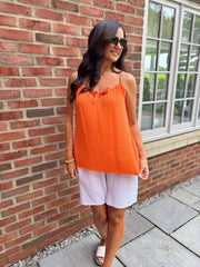 Orange Bubble Cotton Tie Detail Vest Miley
