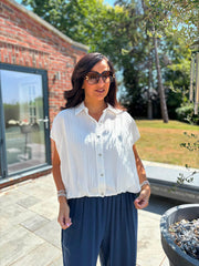 White Bubble Hem Striped Shirt Emma