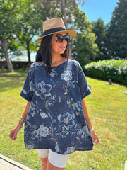 Navy Floral Pattern Top Hattie