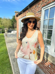 Pink Blossom Figure Shimmer Vest Elaina