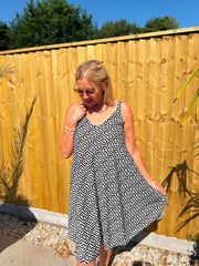 White Geometric Sleeveless Dress Cleo