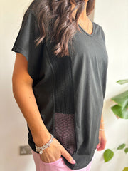 Black Net Side Panel Top Willow