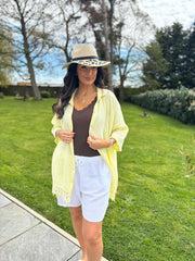 Lemon Bubble Cotton Crochet Hem Blouse Jo