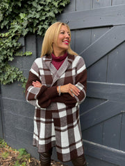 Chocolate Check Hooded Cardigan Taylor