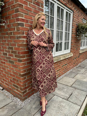 Wine Diamond Shimmer Dress Freya