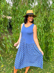 Denim Polka Dot Panel Dress Coraline