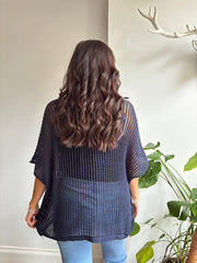 Navy Open Weave Knit Peyton