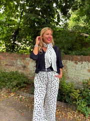 White Polka Dot Scarf Wrap Trousers Bonnie