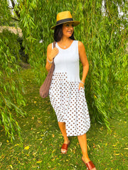 White Polka Dot Panel Dress Coraline