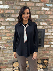 Black Scarf Detail Blouse Belle