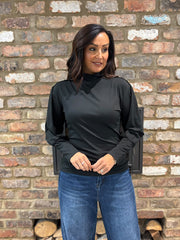 Black Button Detail Roll Neck Eliza