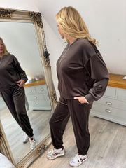 Chocolate Velour Leisure Set Amelia