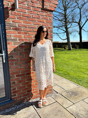 Stone Short Sleeve Crochet Dress Oakley