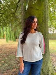 Cream Striped Detail Knit Polly