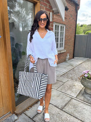White Bubble Cotton Pocket Blouse Carol
