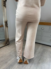 Light Camel Drawstring Short Knitted Trousers Georgina