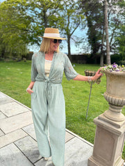 Khaki Wide Leg Pull on Silvia Trousers