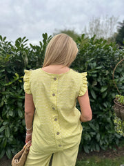 Yellow Gingham Frill Sleeve Set Evie