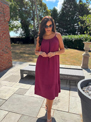 Wine Bubble Cotton Dress Athena