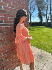 Orange Embroidered Ruffle Dress Taylor