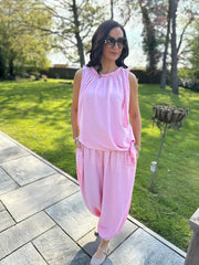 Pink Sleeveless Tie Detail Co-Ord Ashley