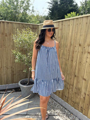 Navy Gingham Sun Dress Lauren