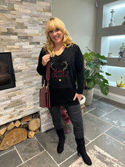 Black Reindeer Christmas Jumper Kendal