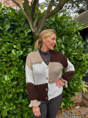 Chocolate Block Stitch Cardigan Maisie