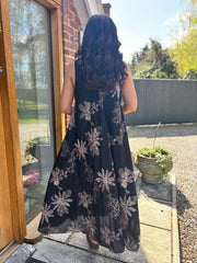 Black Gold Embroidered Sleeveless Dress Laney