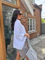 White Bubble Cotton Pocket Blouse Carol