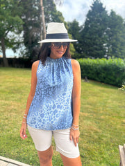 Denim Ombre Leopard Top Tiana