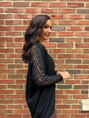 Black Diamante Sleeve Knit Amelia