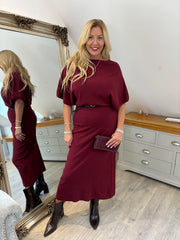 Wine Soft Knit Dress Emily