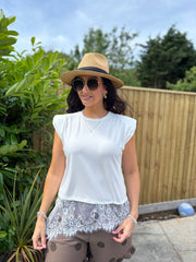 White Lace Hem Top Yasmin