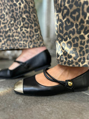 Black Metallic Toe Ballet Pump