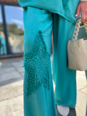 Teal Sequin Star Trousers Taryn