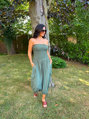 Khaki Cargo Pocket Jumpsuit Verity