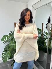 Winter White Ribbed Longline Knit Velma