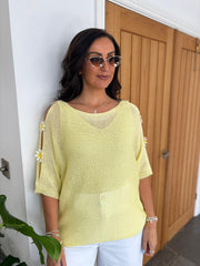 Lemon Daisy Cold Shoulder Knit Alison