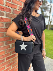 Black Ribbed Drape Tie Co-ord Daniella