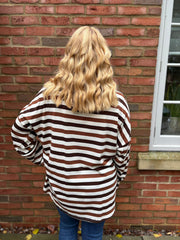 Chocolate Stripe Long Sleeve Top Yasmin